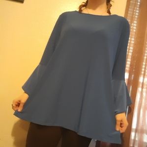 Blue long-sleeved blouse